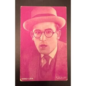 Rare 1920s Harold Lloyd Exhibit Card Pink Tinted, Hollywood Postcard Safety Last